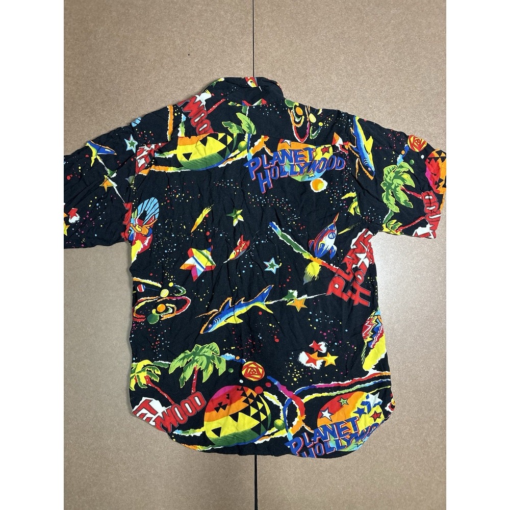 Planet Hollywood Vintage 90's AOP Space Island Surf Button Down Shirt Medium - Picture 5 of 6